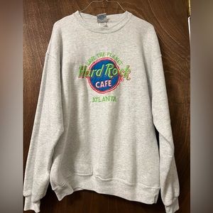 Vintage Hard Rock Cafe Sweatshirt Adult L Gray Atlanta Save The Planet Neon